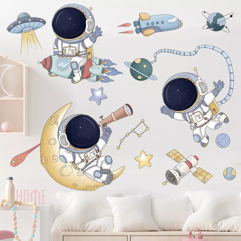DaraBaby Vinil Decorativo Astronauta Nave Espacial Cuarto Niños Bebe