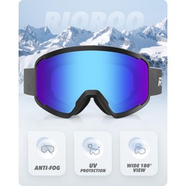 RIOROO OTG Ski Goggles Men Women and Adults Snowboard Goggles 100% UV Protection Ski Goggles for Glasses Wearers, Snow Goggles Anti-fog Ski Goggles