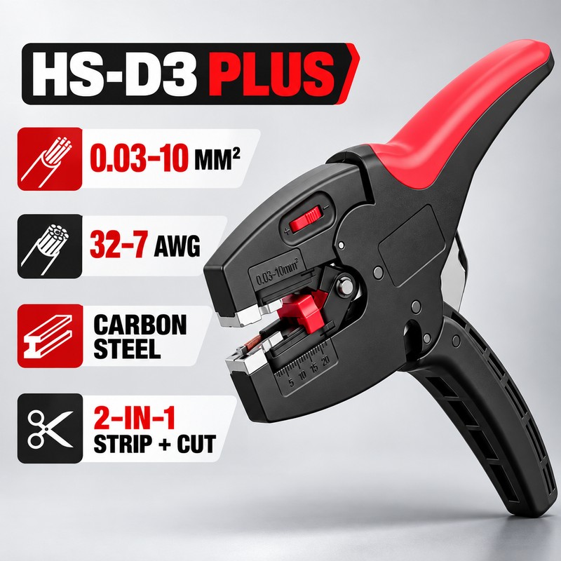 Automatic Wire Stripper and Cutter 2-in-1, 32-7 AWG Self-Adjusting Electrical