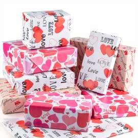 TUPARKA 6 Pcs Heart Wrapping Paper Printed Patterned Tissue Valentines Gift Wrap Red Tissue Paper for Gift Wrap Supply(5070CM)