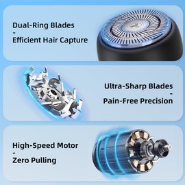 Mini Electric Shaver, Electric Razor for Men, Portable USB-C Rechargeable Waterproof Shaver, Cordless Powerful Razor for Travel, Home, Business