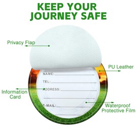 iapodiad Round Luggage Tag for Suitcases,Golf Ball 2 Pack Leather Travel Luggage Tags with ID Label Privacy Flap and Steel Loop for Women and Men Suitcases Travel Bags Luggage Bags