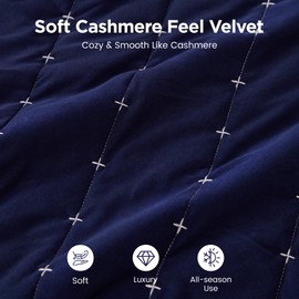 Sophia & William Queen Bedspread Set, Fluffy Bedding Set, Lightweight Quilt Set with Pillowshams, Midnight Blue