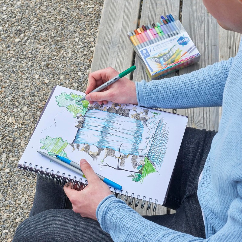 STAEDTLER 3200 Doppelfasermaler, zwei Spitzen für schmale und breite Linien,