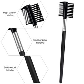 Gobesty Wimpernkamm, 2 PCS 2-in-1-Augenbrauenbürste mit Kamm Doppelseiten für Frauen Make-up Kosmetik Schwarz
