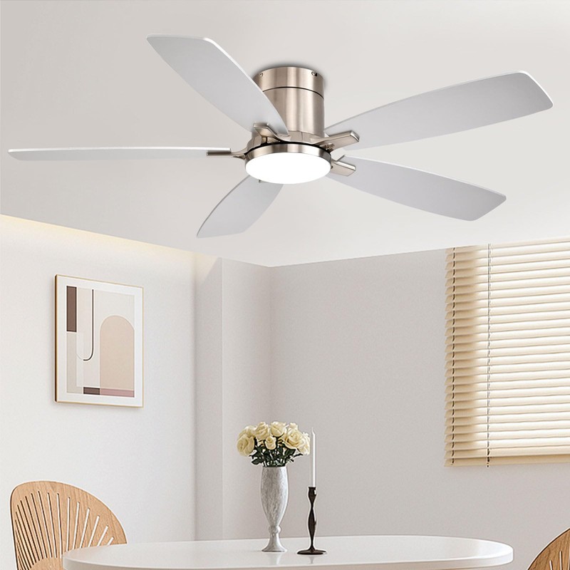 FUMLTP 52 inch Ceiling Fans with Lights, Flush Mount Ceiling