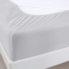 Box Spring Cover, Elastic Fabric Wrap Around 4 Sides Bed Skirt, Sleek Alternative for Bed Skirts for Hotel/Home (Grey, Queen)