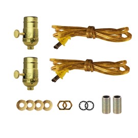 Royal Designs, Inc. DIY Rewiring Lamp Repair Kit (Polished Brass with Gold Cord, 8 Ft)
