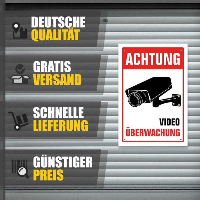 Videoüberwachung Sign, 20 x 30 cm, 3 mm Thick Hard