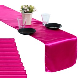 MDS Pack de 15 boda 30,5 x 274,3 cm Camino de mesa de raso para boda banquete Decoración más de 30 Color, Magenta, 1