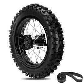 EOPOAYI 80/100-12 3.00-12 Dirt Bike Rear Wheel Tire Tube Assembly Compatible with 90cc 110cc 125cc SSR125 TTR90 CRF70 KLX110 KX65 Taotao DB14 Coolster Off Road Motocross Parts with 12mm Bearing