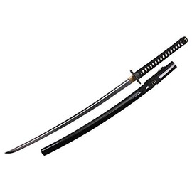 Onikiri F-581 1045 Kiku Tsuba,Real Rayskin, Sword Bag Carbon Steel Scabbard, 40", Black