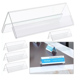 Clear Sign Display Holder, 5Pcs Office Desktop V-Shape Plastic Business Name Card Display Holder Price Card Tag Label Counter Top Stand