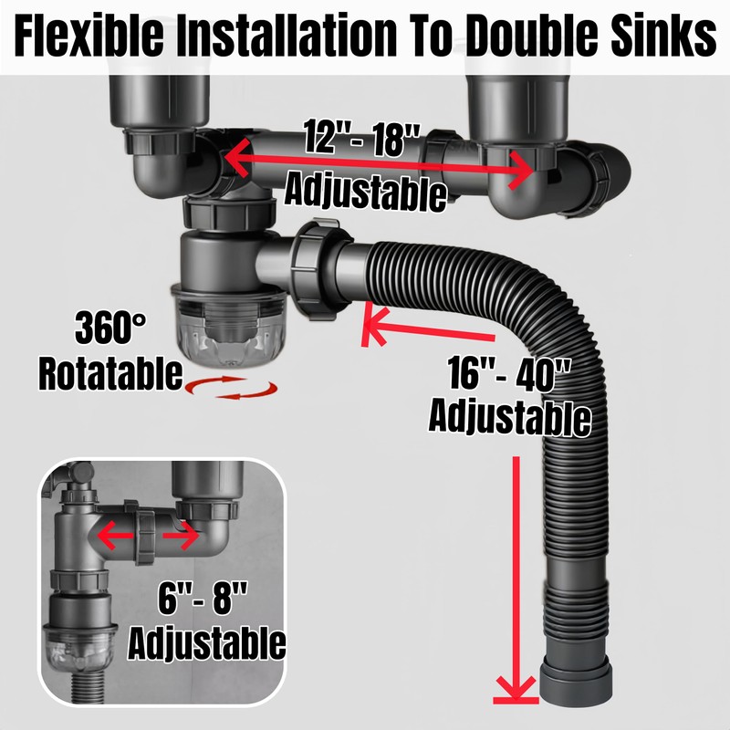 Expandable Flexible 1 1/2" or 1 1/4" Pipe Kit for