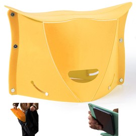 koofull Foldable Portable Outdoor Stool, Thickness of 0.5 in, Quick Opens for Camping Hiking Picnic Fishing Subway, Lightweight Mini Folding Travel Potty Stool, Footrest for Air Travel Yellow