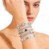 Camhanno Silver Bangle Bracelets for Women - Stainless Steel Stackable