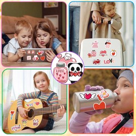 XGXHZYLC Valentine's Day Stickers, 100 Pcs Cute Vinyl Heart Cartoon Stickers for Kids, Waterproof for Plastic Metal Glass Wood, Removable Decorative Stickers