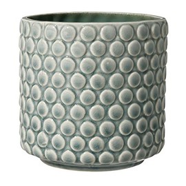 Bloomingville Stoneware Flower Pot with Polka Dots, Green Planter, 5"