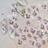 5D Embossed Flower Nail Stickers Pink Rose Nail Art Floral