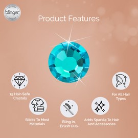 blinger Shimmer Crystal Refill Pack | 5 Discs - 75 Precision-Cut Glass Crystals | Styling Tool not included | Light Turquoise 4 mm