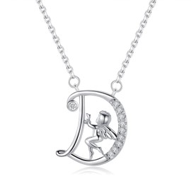 VIKI LYNN Initial Necklace for Women 925 Sterling Silver 26 Alphabet Letter and Angel Necklace, Cubic Zirconia 925 sterling silver with 18 carat gold plating Zirconia, Cubic Zirconia