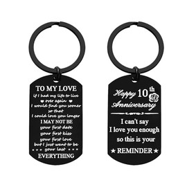 Nimteve Anniversary Keychain Gifts for Him Her Valentine's Day Gifts Happy Wedding Anniversary for Husband Wife Happy Anniversary Keychain for Boyfriend Girlfriend (10th Anniversary Keychain)