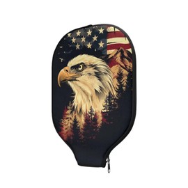 Tiasarato Pickleball Covers for Paddles Universal Size Case American Flag and Eagle Pickleball Paddle Cover Racket Sleeve for Men Outdoor Training Travel Gym