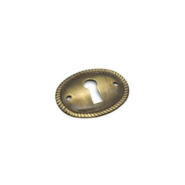 Furniture Keyhole Cover Plate 1-1/2" Cabinet Furniture Lock Escutcheon Brass Key Hole Cover Antique Victorian Locks - Antiqued