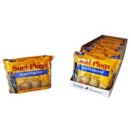 Wildlife Sciences Suet Plugs 48 Pack, Case of 12 Individually Wrapped 12 oz 4 Packs (Peanut Blend)