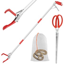 Lconvicely 50in Multi-Functional Snake Grabber Tool Set，Collapsible Snake Catcher with Wide Jaw, Stainless Steel Snake Tongs with Non-Slip Grip Handle