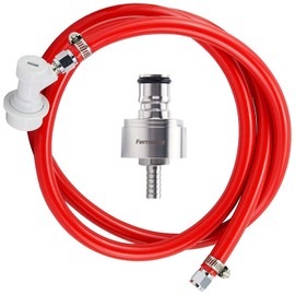 FERRODAY 5ft Ball Lock Gas Line Assembly W/SS Carbonation Cap 5/16 Red Long Tubing Gas Tubing Ball Lock Gas Disconnect Set Home Brewing Kit Ball Lock CO2 Gas Hose Assemble for Draft Beer Home Brewing