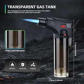 Torch Lighter, 5 Pack, Butane Lighters, Windproof Butane Refillable Jet Torch Flame Gas Lighter, Multi Utility Lighters for Candles Fireplaces Campfires BBQ Grill Pilot Lights (Without Fuel)