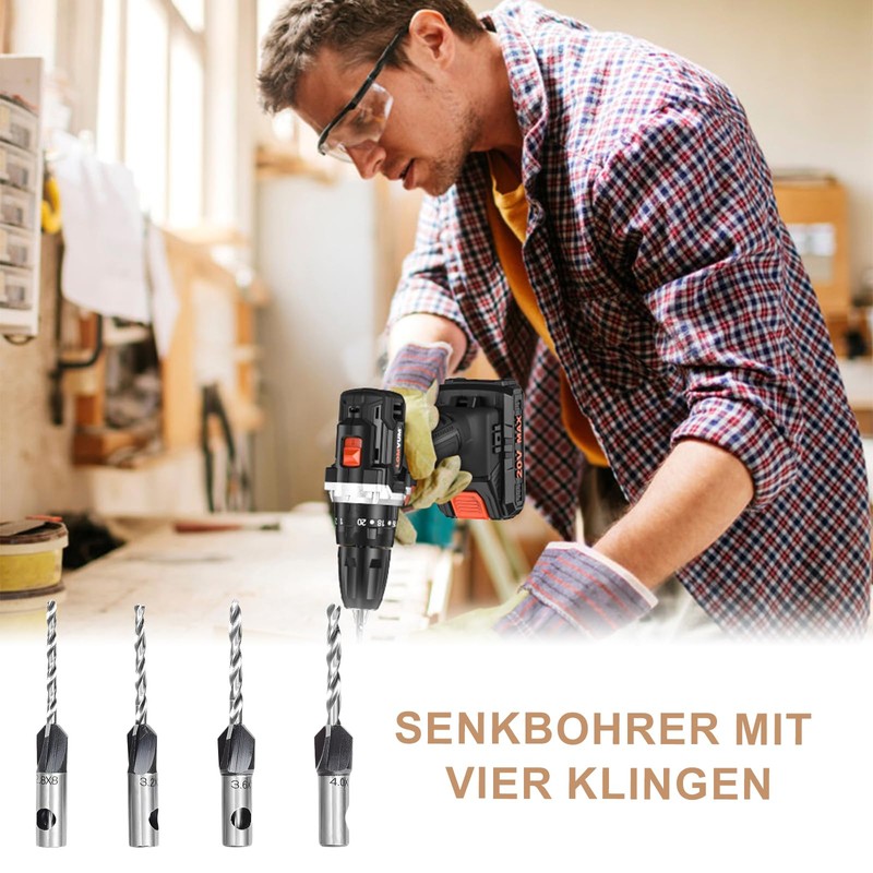 Countersink Drill Wood Countersink Drill Set with Depth Stop, Practical