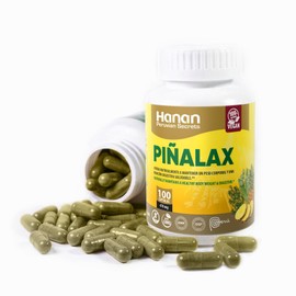 Hanan Piñalax 100 Capsules of Pineapple, Green Tea, Artichoke, Stevia, Yacon Leaves, Senna, Horsetail and Fennel from Peru Herbal Supplement - for Natural Cleanse & Detox