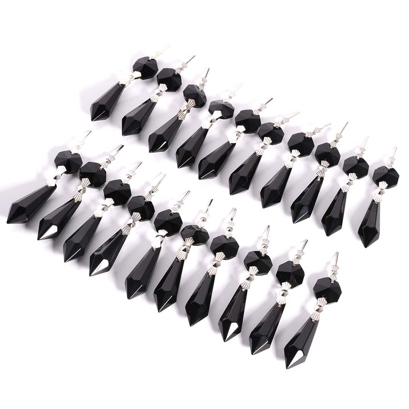 20pcs 38mm Replacement Black Chandelier Icicle Crystal Prisms Octogan Crystal