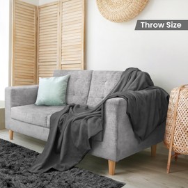 Utopia Bedding 100% Cotton Blanket (Throw Size - 60x50 Inches) 350GSM Lightweight Thermal Blanket, Soft Breathable Blanket for All Seasons (Smoke Gray)