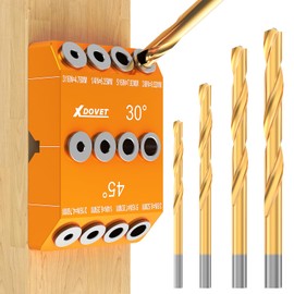 XDOVET 30 45 90 Degree Angle 4 Sizes Drill Jig with 4 Drill Bits for Angled Holes/Straight Holes,Durable Aluminum Alloy Drill Guide for Cable Railing Lag Screw Wood Post