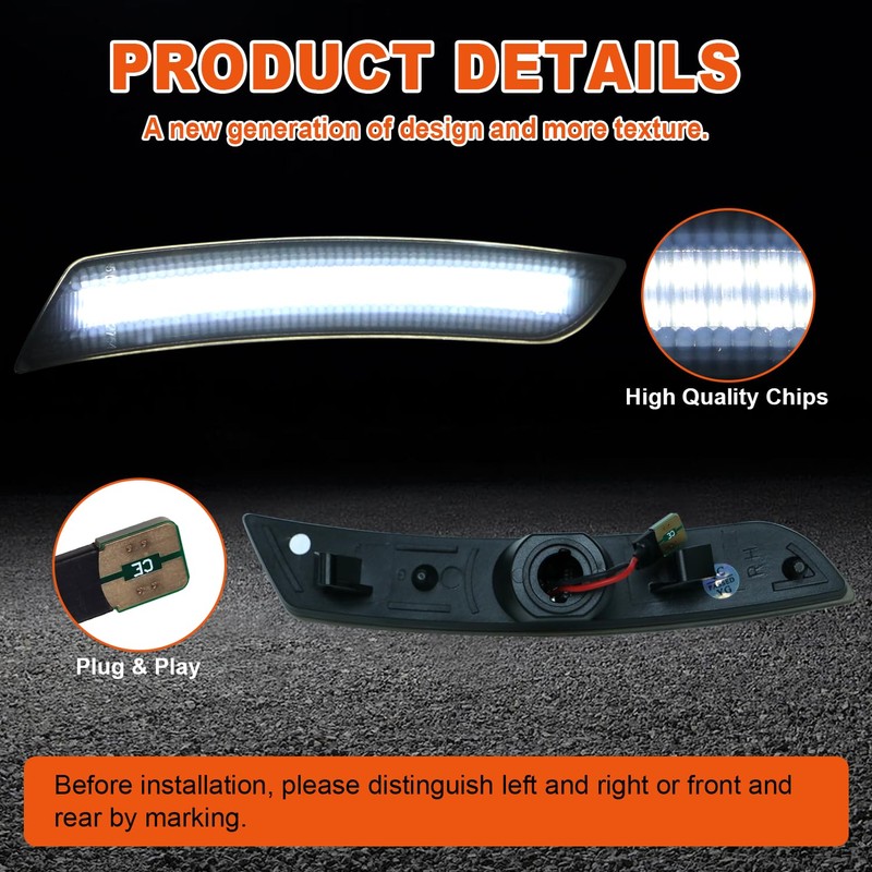 LED Dynamic Side Marker Lights Compatible with Camaro 2016 2017