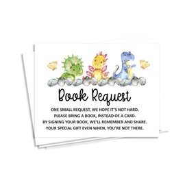 Inkdotpot 30 Dinosaur Jungle Animals Baby Shower Book Request Cards Bring A Book Instead Of A Card Baby Shower Invitations Inserts Games