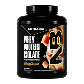 NutraBio 100% Whey Protein Isolate Protein Powder, 25g Protein with Complete Amino Acid Profile, Non-GMO, Soy & Gluten Free, Low Carb, Low Calorie Whey Protein Powder, Vanilla Caramel, 5 Lbs