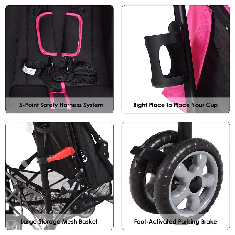BABY JOY Lightweight Stroller, Compact Travel Stroller, Infant Stroller w/Adjustable