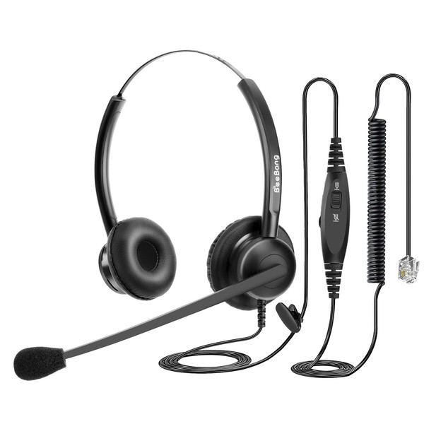 Beebang Telephone Headset with Microphone Noise Canceling, RJ9 Phone Headsets