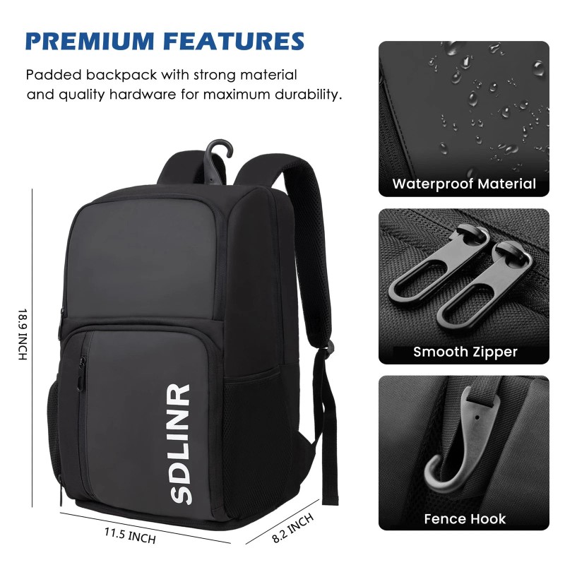Sdlinr Pickleball Bag Fits 4 to 10 Paddles, Large Pickleball