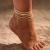 5PCS Gold Ankle Bracelets for Women, 14k Plated Gold Stackable