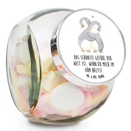 Mr. & Mrs. Panda Bonbonglas Pinguine Kuscheln L 870ml - Geschenk, Snackdose, Freund, für Ehemann, Aufbewahrungsdose, Aufbewahungsglas, Partner,