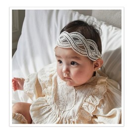 Quizzhe Baby Girls Lace Bow Headband Soft Breathable Lace Flower Hairband Infant Baptism Christening Beanie Cap Newborns Hairband for Toddlers Baby Birthday Gifts (Style8)