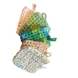 Soap Bar Holder Pouches * 5 Piece Set * 3-5 Soap Saver Sacs* Bar Soap Scrubbies For Shower * 100% Cotton* Hand Crocheted In the United States