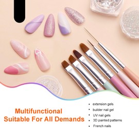 Nail Art Dust Remover Brush, 6-Piece Set, Soft Cleaner Brush with Cute Fruit Design for Makeup Application (Candy Color)