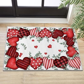 Artoid Mode Eucalyptus Hearts Valentine's Day Area Rug, Anniversary Home Decor Low-Profile Washable Door Mat for Entryway Bedroom Living Room Laundry Room Indoor 2x3 Feet