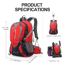 INOXTO Small Hiking Backpack with 2L Water Bladder and Waterproof Rain Cover, 25L Hydration Backpack Hiking Daypack Camping Backpack for Travel Cycling Hiking Outdoor